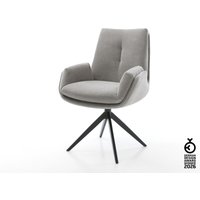 Drehstuhl Clea-Flex Strukturstoff Soft Grau Kreuzgestell breit Schwarz 360 drehbar Wippfunktion
