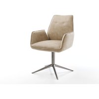 Drehstuhl Zoa-Flex Mikrofaser Beige Vintage Fußkreuz Graphit 360 drehbar Wippfunktion Taschenfederkern