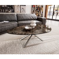 Couchtisch Edge Organisch 140x76 cm Keramik Emperador Extra Lucidato Dunkelbraun Sarity Edelstahl gebürstet – Bild 2