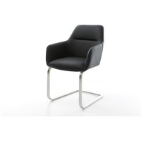Freischwinger Pejo-Flex Echt-Leder Schwarz Freischwinger flach Edelstahl Taschenfederkern