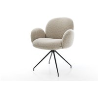 Esszimmerstuhl Nube-Flex mit Armlehnen Webstoff Soft Beige Kreuzgestell konisch Schwarz Taschenfederkern – Bild 2
