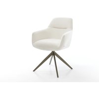 Drehstuhl Pejo-Flex Bouclé Soft Beige Kreuzgestell breit Effektfinish Titan 360 drehbar Wippfunktion Taschenfederkern