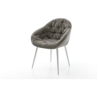 Esszimmerstuhl Gaio-Flex Bouclé Soft Schlamm 4-Fuß konisch Edelstahl