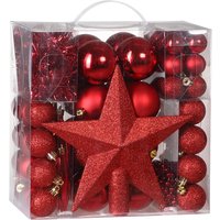 Deuba® Weihnachtskugeln Rot 77 tlg in matt glänzend & glitzernd