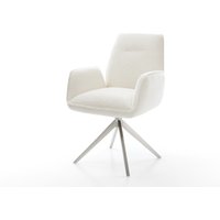 Drehstuhl Zoa-Flex Bouclé Soft Beige Kreuzgestell breit Edelstahl 360 drehbar Wippfunktion Taschenfederkern