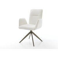 Drehstuhl Vinja-Flex Bouclé Soft Beige Kreuzgestell breit Effektfinish Titan 360 drehbar Wippfunktion