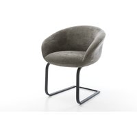 Freischwinger Vinka-Flex mit Armlehnen Bouclé Soft Schlamm Freischwinger flach Schwarz Taschenfederkern