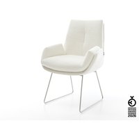 Esszimmerstuhl Clea-Flex Bouclé Soft Beige Kufengestell Edelstahl