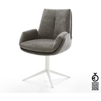 Drehstuhl Clea-Flex Bouclé Soft Schlamm Fußkreuz Weiß 360 drehbar Wippfunktion