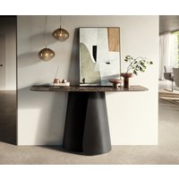 Konsolentisch Edge Boot 140x40 cm Keramik Emperador Extra Lucidato Dunkelbraun Livos Metall Schwarz