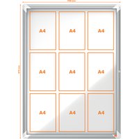 nobo Schaukasten Premium Plus, Metall-Rückwand, 9 x DIN A4 – Bild 2