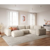 Wohnlandschaft Lanzo 300x210 cm Cord Beige Recamiere variabel – Bild 2