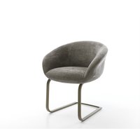 Freischwinger Vinka-Flex mit Armlehnen Bouclé Soft Schlamm Freischwinger flach Effektfinish Titan Taschenfederkern