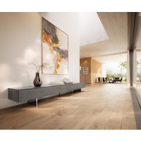 Lowboard Cuor 250 cm Keramik Beton Grau 1 Klappe 1 Schubfach Fuß Schwebeoptik Edelstahl