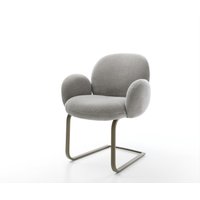 Freischwinger Nube-Flex mit Armlehnen Strukturstoff Soft Grau Freischwinger flach Effektfinish Titan Taschenfederkern