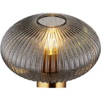 GLOBO Retrofit Tischlampe Normy messingfarbig rauchfarbig 20cm 30cm Metall Glas – Bild 2