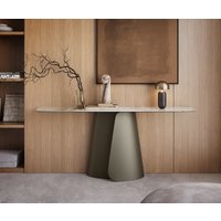 Konsolentisch Edge Boot 180x40 cm Keramik Minas Melange Weiß-Beige Livos Metall Effektfinish Titan