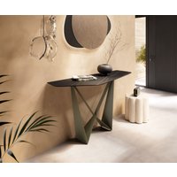 Konsolentisch Edge Polygonal 140x50 cm Keramik Laminam Noir Desir Braun Spios Metall Effektfinish Titan
