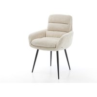 Esszimmerstuhl Abelia-Flex mit Armlehnen Cord Beige 4-Fuß konisch Schwarz