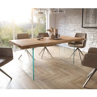 DELIFE Edge Esstisch Akazie Glas