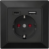 LogiLink Unterputz-Steckdose, 1x CEE 7/3, 1x USB-A, 1x USB-C