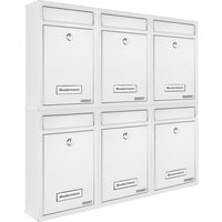 monzana® Briefkasten 6er-Set Weiß mit je 2 Schlüsseln