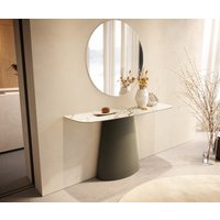 Konsolentisch Edge Boot 140x40 cm Keramik Calacatta Luxe Weiß-Gold-Grau Conos Metall Effektfinish Titan