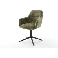 Drehstuhl Pejo-Flex Chenille Olive Fußkreuz Schwarz 360 drehbar Wippfunktion Taschenfederkern
