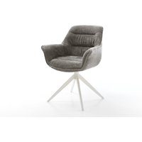 Drehstuhl Kaira-Flex Bouclé Soft Schlamm Kreuzgestell breit Weiß 360 drehbar Wippfunktion