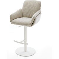 Barstuhl Luan-Flex Webstoff Soft Beige Drehfuß höhenverstellbar Metall Weiß – Bild 2