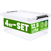 Deuba Aufbewahrungsbox 4er-Set 39x29x17cm 12,5L transparent stapelbar BPA-frei