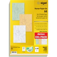 sigel Marmor-Papier-Set, A4, 90 g/qm, Feinpapier, sortiert