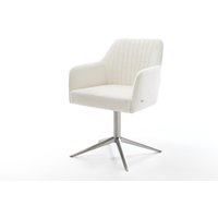 Drehstuhl Greg-Flex Bouclé Soft Beige Fußkreuz Edelstahl 360 drehbar Wippfunktion Taschenfederkern