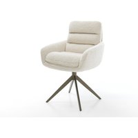Drehstuhl Abelia-Flex mit Armlehnen Teddystoff Beige Kreuzgestell breit Effektfinish Titan 360 drehbar Wippfunktion