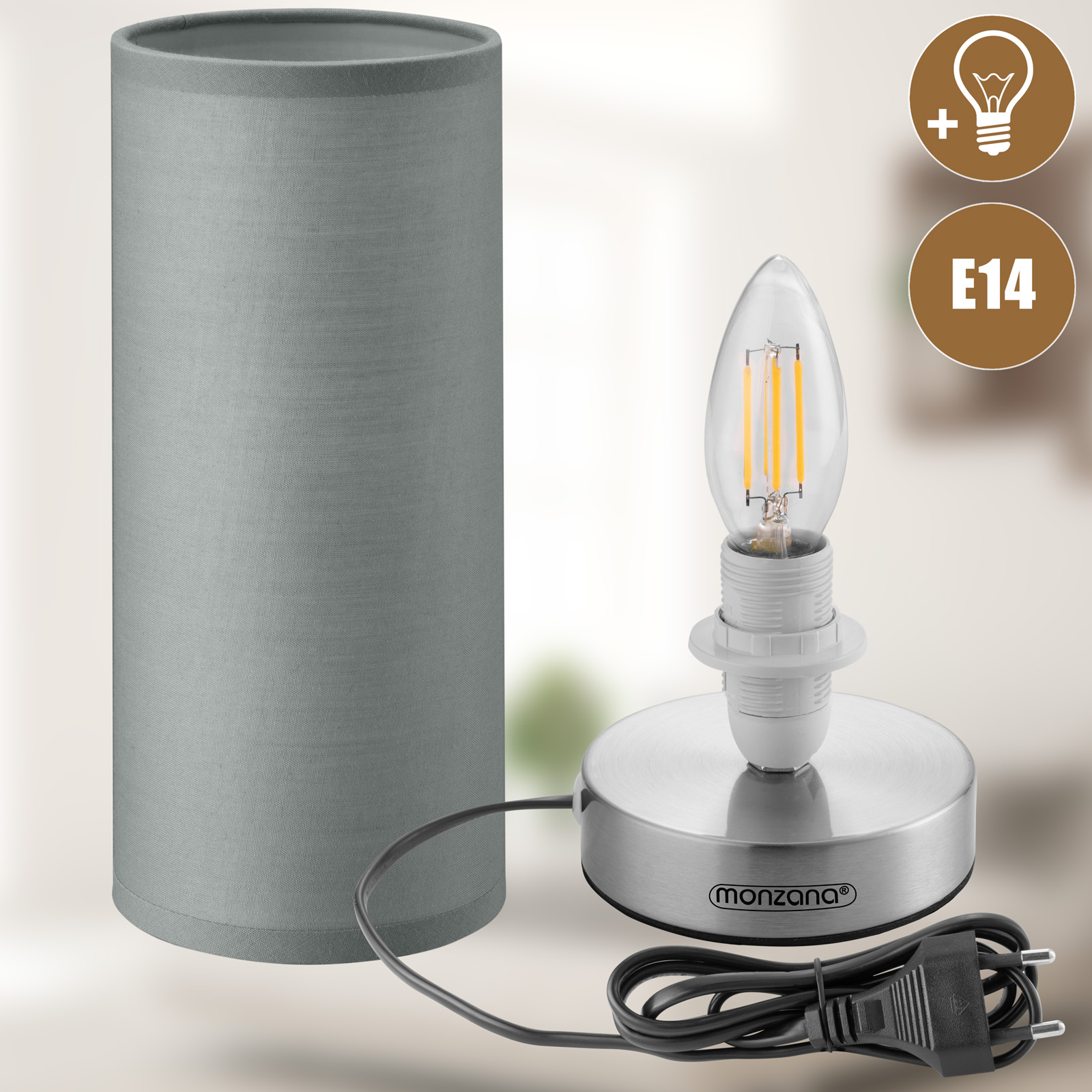 monzana 109332 Jasmin Tischlampe Grau – Bild 2