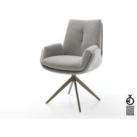 Drehstuhl Clea-Flex Strukturstoff Soft Grau Kreuzgestell breit Effektfinish Titan 360 drehbar Wippfunktion