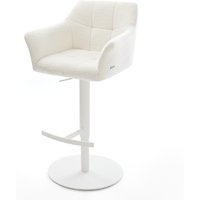 Barstuhl Yulo-Flex Bouclé Soft Beige Drehfuß höhenverstellbar Metall Weiß