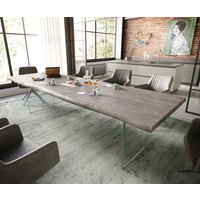 DELIFE Edge Esstisch Akazie Glas