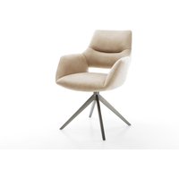 Drehstuhl Yago-Flex mit Armlehnen Mikrofaser Beige Vintage Kreuzgestell breit Graphit 360 drehbar Wippfunktion Taschenfederkern