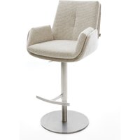 Barstuhl Clea-Flex Webstoff Soft Beige Drehfuß höhenverstellbar Edelstahl Silberfarben
