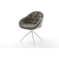 Drehstuhl Gaio-Flex Bouclé Soft Schlamm Kreuzgestell breit Weiß 360 drehbar Wippfunktion