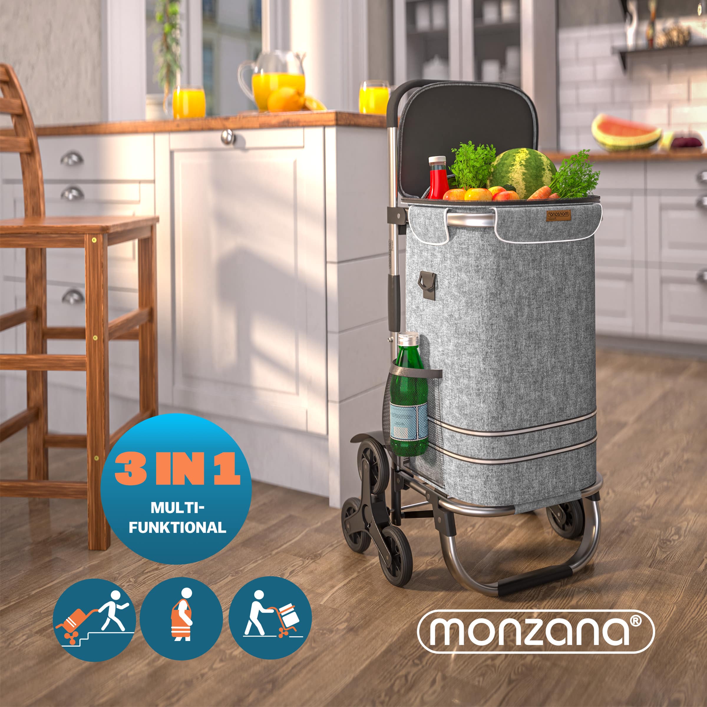 monzana 109121 Einkaufstrolley Grau – Bild 3