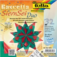 folia Faltblätter Bascetta-Stern, 150 x 150 mm, hochrot/grün – Bild 2