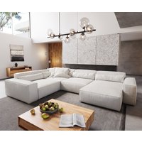 Wohnlandschaft Sirpio XL 360x260 cm Bouclé Creme-Weiß Recamiere variabel – Bild 2