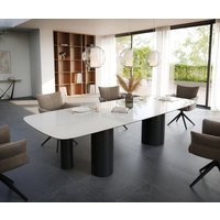 Esstisch Edge Boot 300x120 cm Keramik Onyx Champagne Troa Metall Schwarz