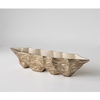 Schale Riffa B70 x T16 x H15 cm Aluminium Champagner Ivory Handgemacht