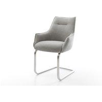Freischwinger Alja-Flex mit Armlehnen Strukturstoff Soft Grau Freischwinger flach Edelstahl Taschenfederkern
