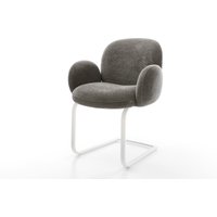 Freischwinger Nube-Flex mit Armlehnen Bouclé Soft Schlamm Freischwinger flach Weiß Taschenfederkern