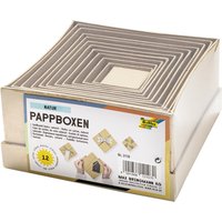 folia Pappboxen NATUR, eckig, 12 Stück sortiert