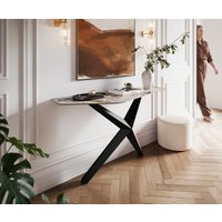 Konsolentisch Edge Polygonal 140x50 cm Keramik Patagonia Poliert Zentharo Metall Schwarz